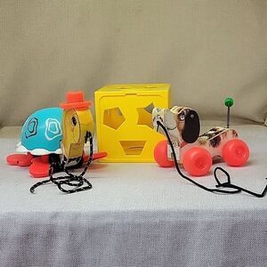 Fisher Price Tip Toe Turtle, Little Snoopy and Form Fitter from Child Guidance
